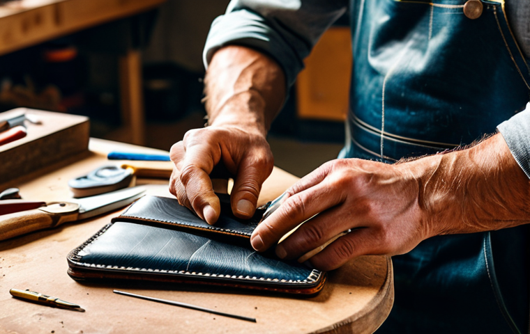 **Prompt:** A craftsman in a brightly lit workshop, carefully stitching a leather wallet. Tools are neatly arranged on the workbench. The craftsman is fully clothed in appropriate attire. The scene is safe for work, showcasing the professional environment. Perfect anatomy, correct proportions, well-formed hands, natural pose, high quality.